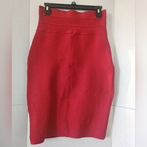 Love University Bodycon Skirt Size Large Red Stretch Knee Length Pencil Style